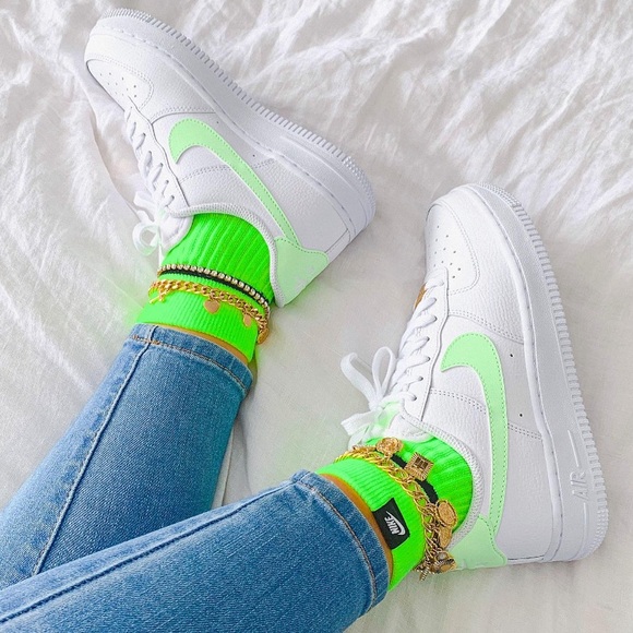 Nike Shoes - Nike air force 1 sneakers neon green check